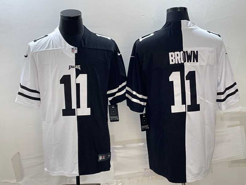 Men's Philadelphia Eagles #11 A.J. Brown Black & White Split Limited Stitched Jersey,We sell and wholesale Men's Philadelphia Eagles #11 A.J. Brown Black & White Split Limited Stitched Jersey on line form chian!